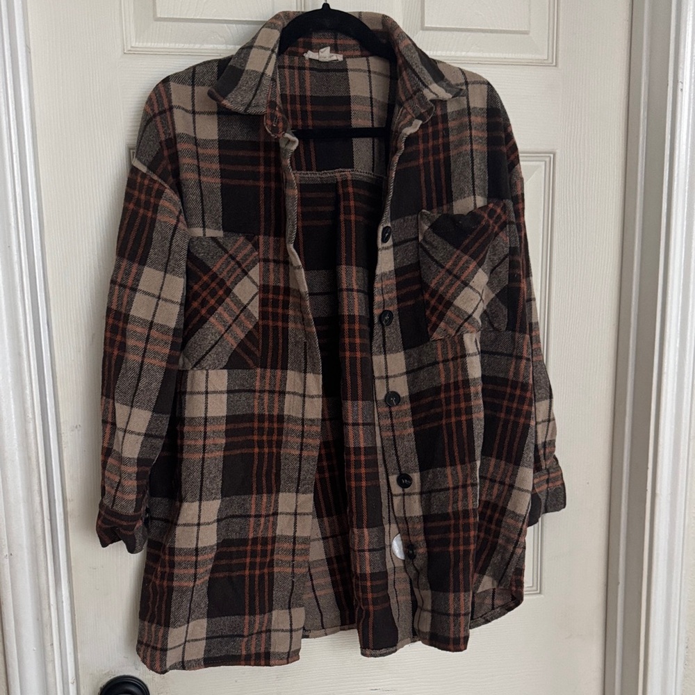 Plaid Button-Up Shirt Jacket shacket